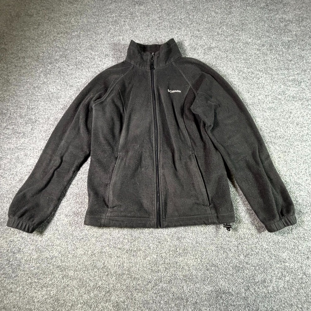 Columbia Fleece Jacket Mens L Black Sports Performance Athletic Running Full-Zip